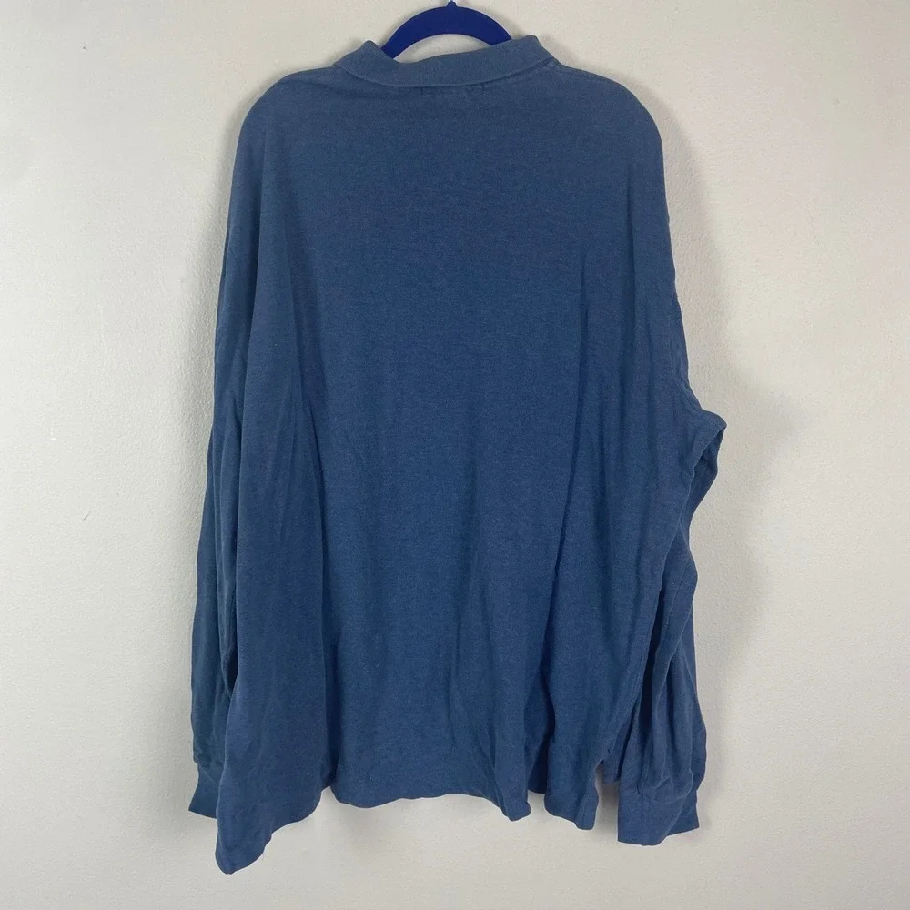 VTG Polo Ralph Lauren Long Sleeve Polo Shirt Blue Red Pony Logo Men's XXL‎